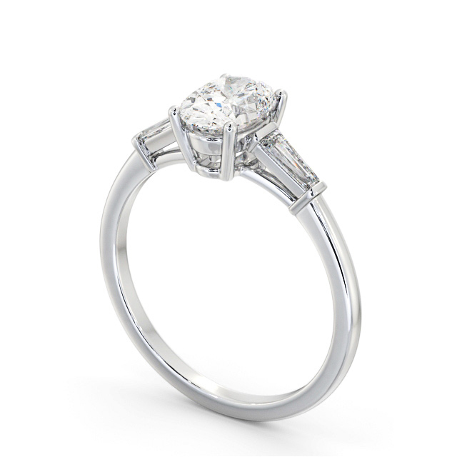 Oval Diamond Engagement Ring 9K White Gold Solitaire With Side Stones - Rivka ENOV26S_WG_SIDE