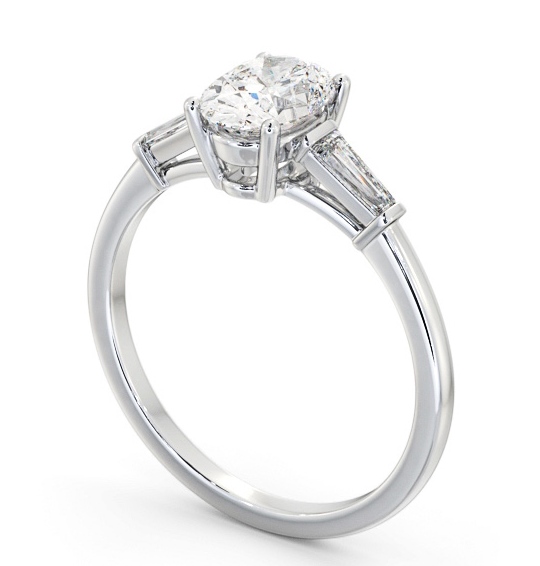 Oval Diamond Engagement Ring Palladium Solitaire with Tapered Baguette Side Stones ENOV26S_WG_THUMB1