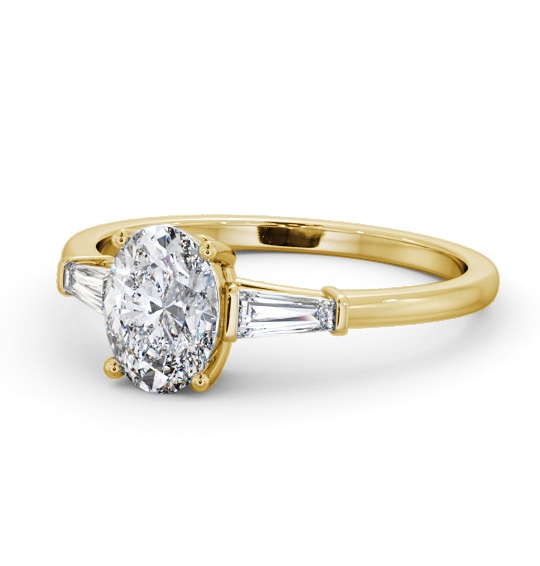 Oval Diamond Engagement Ring 9K Yellow Gold Solitaire With Side Stones - Rivka ENOV26S_YG_THUMB2 