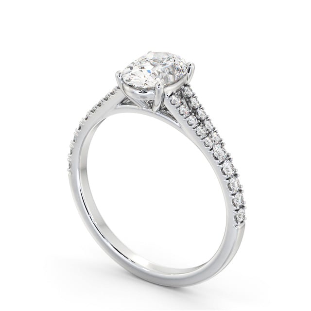 Oval Diamond Engagement Ring 18K White Gold Solitaire With Side Stones - Bramling ENOV27S_WG_SIDE