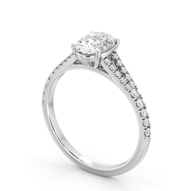 Oval Diamond Engagement Ring Platinum Solitaire With Side Stones - Bramling ENOV27S_WG_SIDE