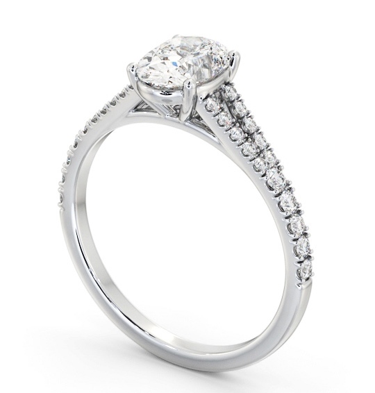  Oval Diamond Engagement Ring 18K White Gold Solitaire With Side Stones - Bramling ENOV27S_WG_THUMB1 