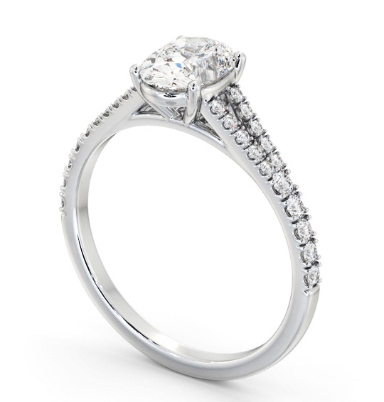 Oval Diamond Split Band Engagement Ring Palladium Solitaire with Channel Set Side Stones ENOV27S_WG_THUMB1