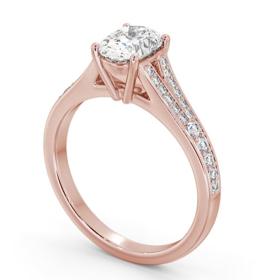  Oval Diamond Engagement Ring 18K Rose Gold Solitaire With Side Stones - Ryecroft ENOV28S_RG_THUMB1 