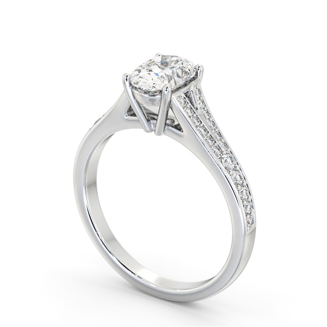 Oval Diamond Engagement Ring Palladium Solitaire With Side Stones - Ryecroft ENOV28S_WG_SIDE