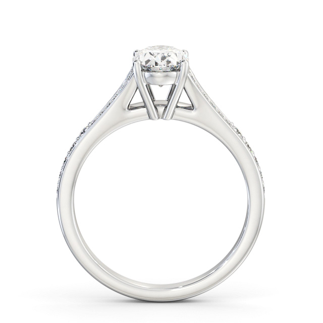 Oval Diamond Engagement Ring Palladium Solitaire With Side Stones - Ryecroft ENOV28S_WG_UP