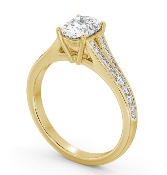  Oval Diamond Engagement Ring 9K Yellow Gold Solitaire With Side Stones - Ryecroft ENOV28S_YG_THUMB1 