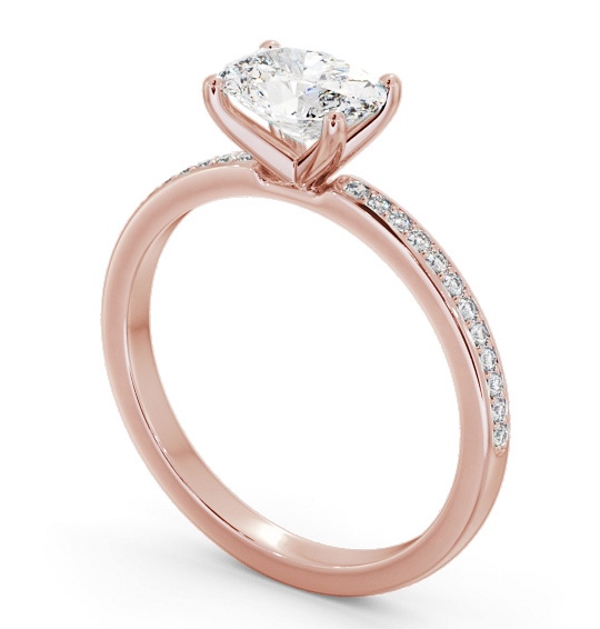 Oval Diamond East To West Engagement Ring 18K Rose Gold Solitaire with Channel Set Side Stones ENOV29S_RG_THUMB1 
