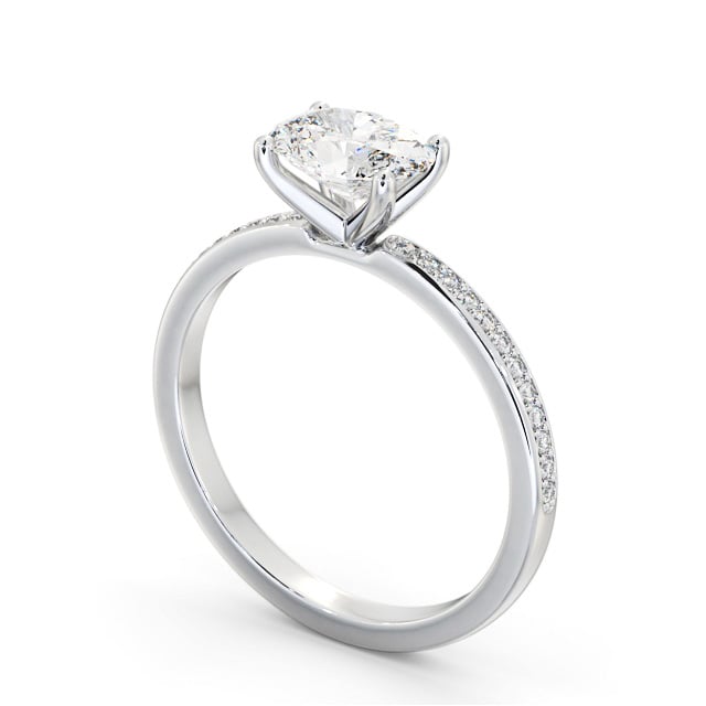 Oval Diamond Engagement Ring Palladium Solitaire With Side Stones - Farrell ENOV29S_WG_SIDE