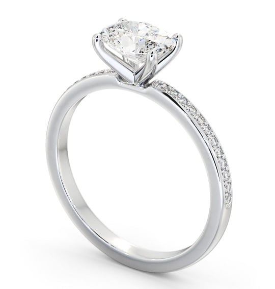 Oval Diamond East To West Engagement Ring Platinum Solitaire with Channel Set Side Stones ENOV29S_WG_THUMB1 