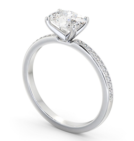 Oval Diamond East To West Engagement Ring Palladium Solitaire with Channel Set Side Stones ENOV29S_WG_THUMB1