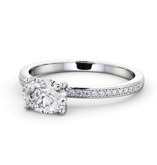  Oval Diamond Engagement Ring 9K White Gold Solitaire With Side Stones - Farrell ENOV29S_WG_THUMB2 