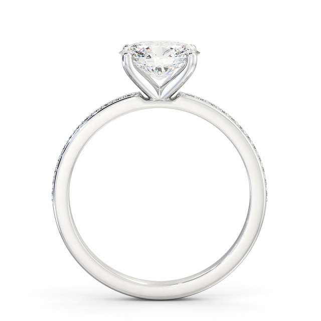 Oval Diamond Engagement Ring Palladium Solitaire With Side Stones - Farrell ENOV29S_WG_UP