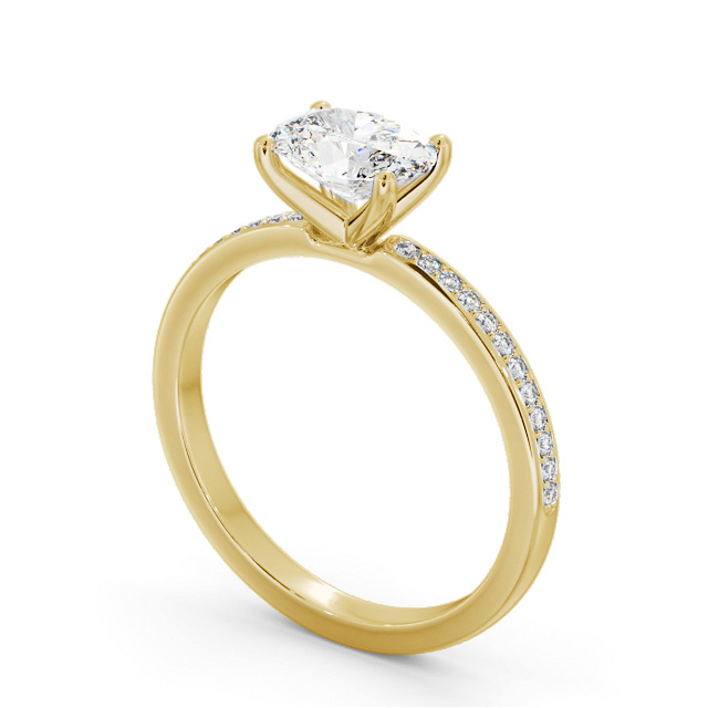Oval Diamond Engagement Ring 9K Yellow Gold Solitaire With Side Stones - Farrell ENOV29S_YG_SIDE