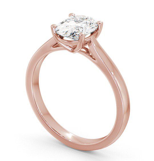  Oval Diamond Engagement Ring 18K Rose Gold Solitaire - Aveley ENOV2_RG_THUMB1 
