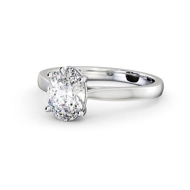 Oval Diamond Engagement Ring 18K White Gold Solitaire - Aveley ENOV2_WG_FLAT
