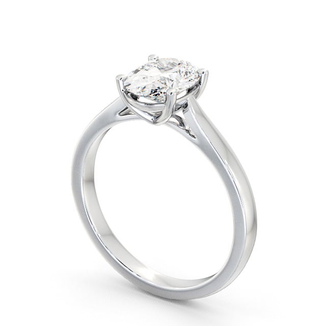 Oval Diamond Engagement Ring 18K White Gold Solitaire - Aveley ENOV2_WG_SIDE