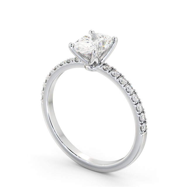 Oval Diamond Engagement Ring Palladium Solitaire With Side Stones - Daisy ENOV30S_WG_SIDE