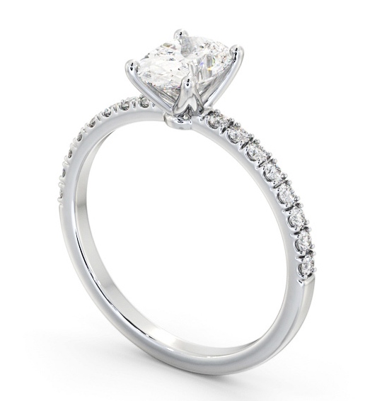  Oval Diamond Engagement Ring Platinum Solitaire With Side Stones - Daisy ENOV30S_WG_THUMB1 