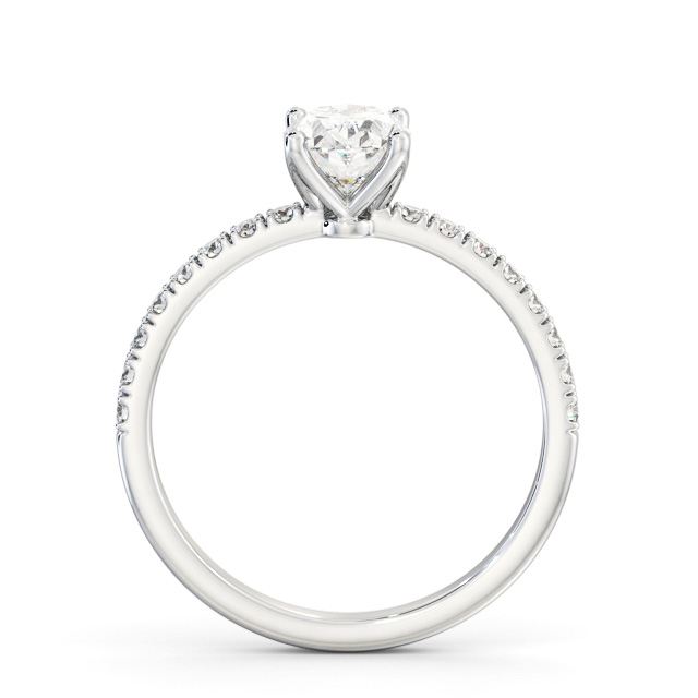 Oval Diamond Engagement Ring Palladium Solitaire With Side Stones - Daisy ENOV30S_WG_UP
