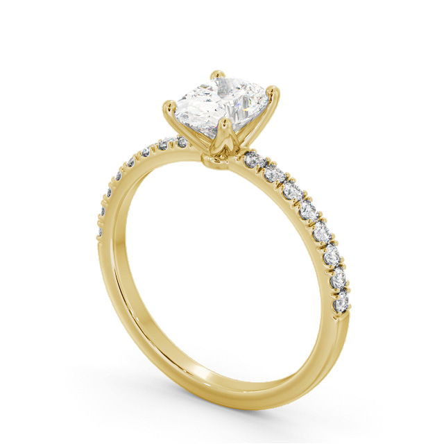 Oval Diamond Engagement Ring 18K Yellow Gold Solitaire With Side Stones - Daisy ENOV30S_YG_SIDE