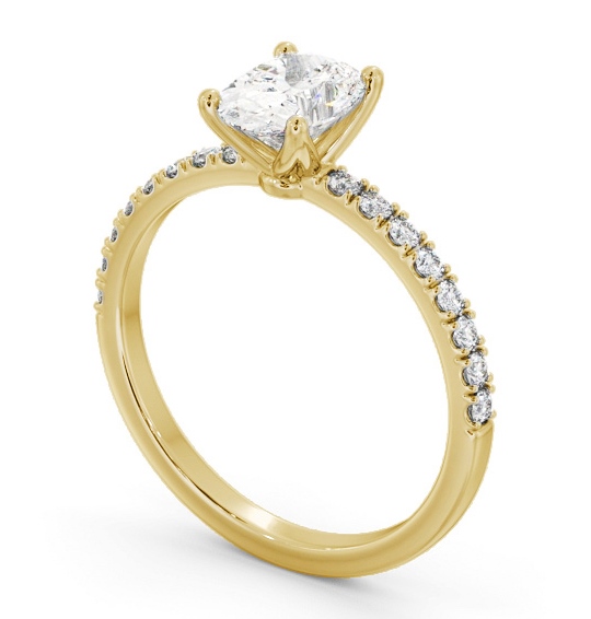 Oval Diamond 4 Prong Engagement Ring 18K Yellow Gold Solitaire with Channel Set Side Stones ENOV30S_YG_THUMB1