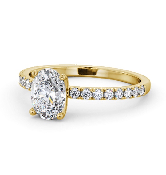  Oval Diamond Engagement Ring 18K Yellow Gold Solitaire With Side Stones - Daisy ENOV30S_YG_THUMB2 