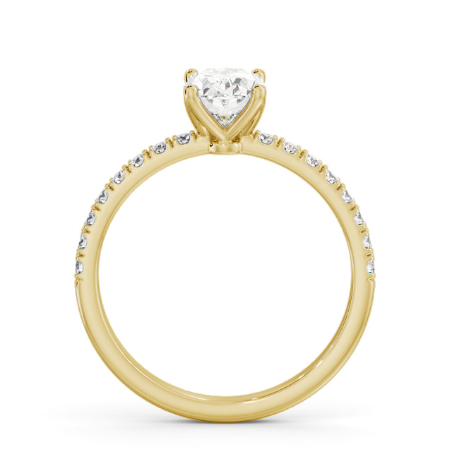 Oval Diamond Engagement Ring 18K Yellow Gold Solitaire With Side Stones - Daisy ENOV30S_YG_UP