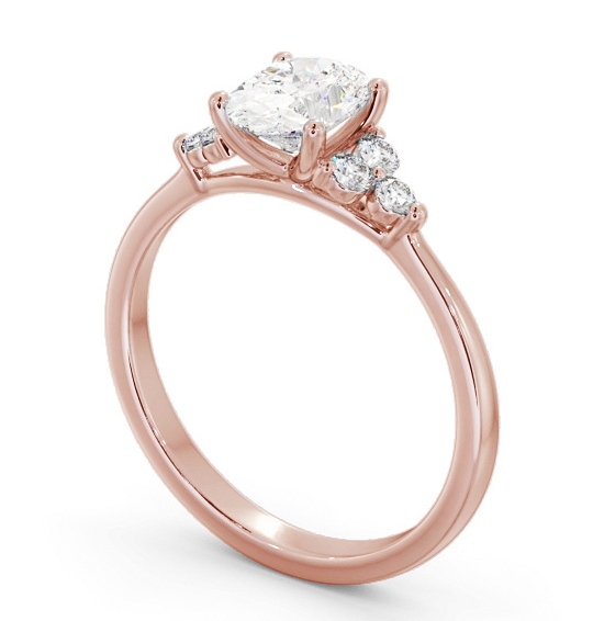 Oval Diamond Engagement Ring 9K Rose Gold Solitaire with Three Round Diamonds On Each Side ENOV31S_RG_THUMB1