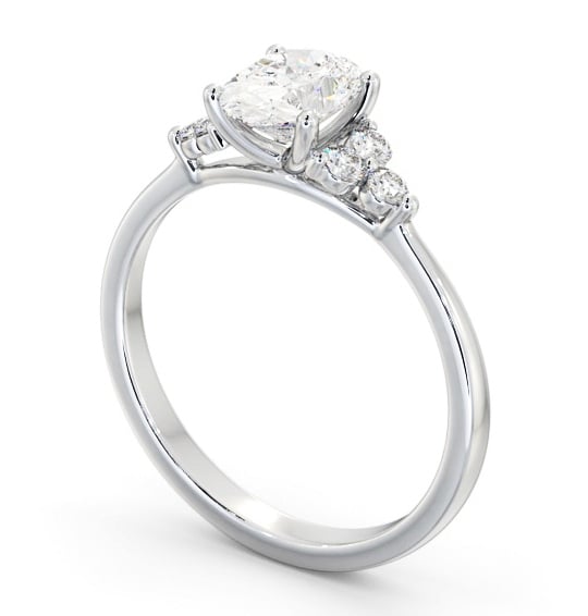 Oval Diamond Engagement Ring 9K White Gold Solitaire with Three Round Diamonds On Each Side ENOV31S_WG_THUMB1 