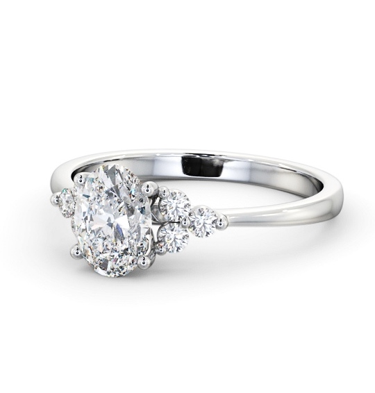 Oval Diamond Engagement Ring Platinum Solitaire with Three Round Diamonds On Each Side ENOV31S_WG_THUMB2 