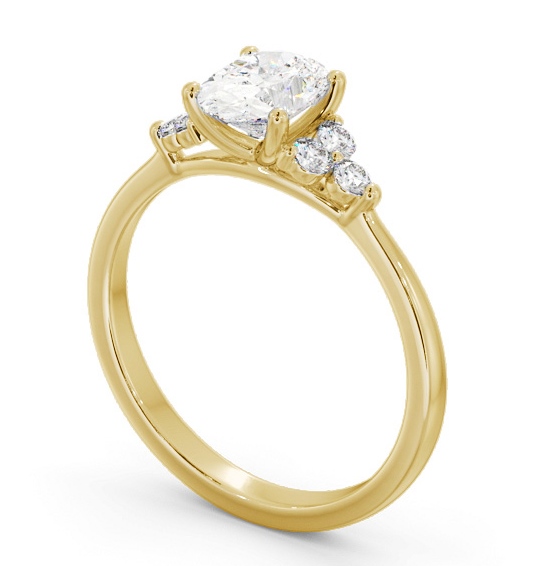 Oval Diamond Engagement Ring 9K Yellow Gold Solitaire with Three Round Diamonds On Each Side ENOV31S_YG_THUMB1