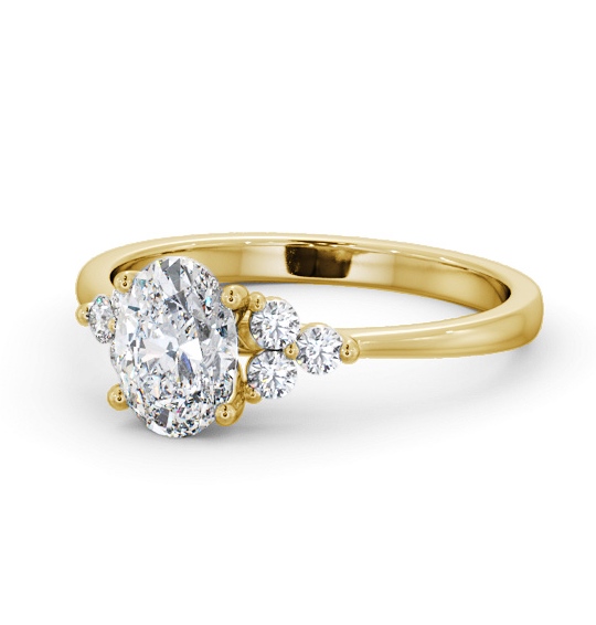  Oval Diamond Engagement Ring 18K Yellow Gold Solitaire With Side Stones - Greer ENOV31S_YG_THUMB2 