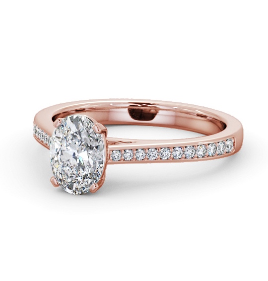  Oval Diamond Engagement Ring 18K Rose Gold Solitaire With Side Stones - Ackleton ENOV32S_RG_THUMB2 