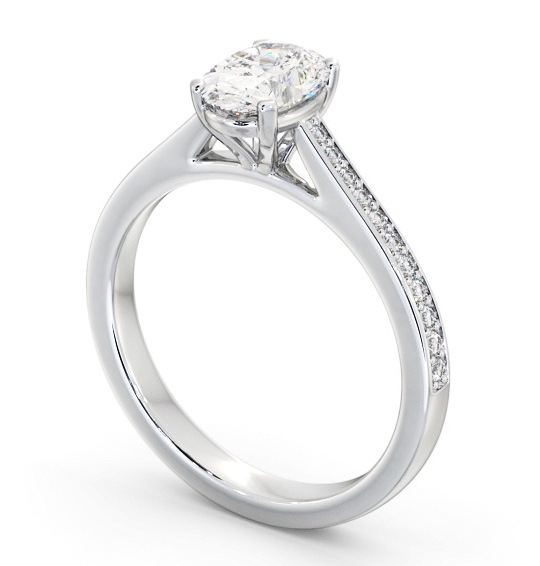  Oval Diamond Engagement Ring 18K White Gold Solitaire With Side Stones - Ackleton ENOV32S_WG_THUMB1 