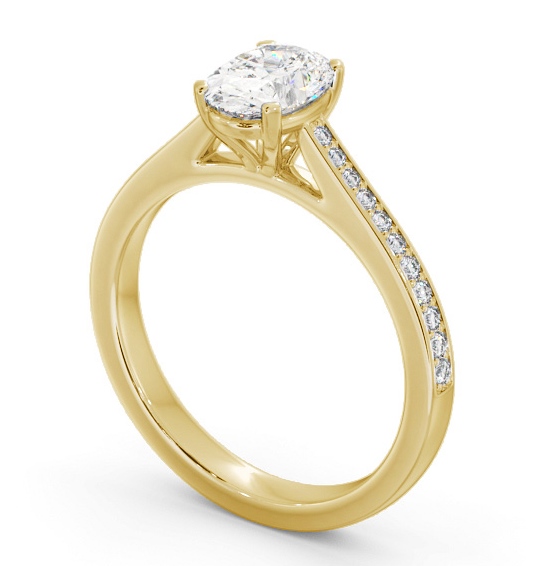 Oval Diamond 4 Prong Engagement Ring 9K Yellow Gold Solitaire with Channel Set Side Stones ENOV32S_YG_THUMB1