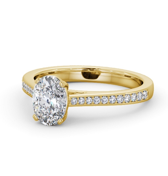  Oval Diamond Engagement Ring 18K Yellow Gold Solitaire With Side Stones - Ackleton ENOV32S_YG_THUMB2 