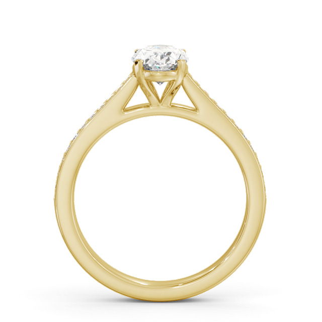 Oval Diamond Engagement Ring 18K Yellow Gold Solitaire With Side Stones - Ackleton ENOV32S_YG_UP