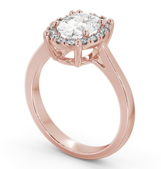 Halo Oval Diamond Engagement Ring 9K Rose Gold - Cladine ENOV33_RG_THUMB1