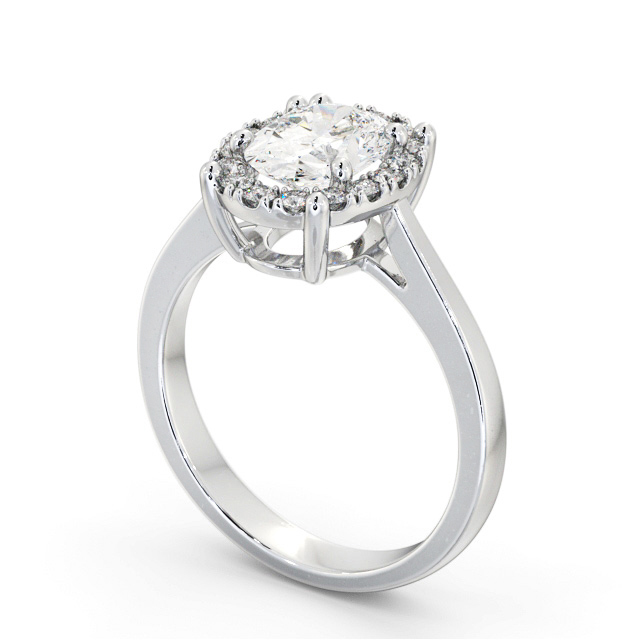 Halo Oval Diamond Engagement Ring 18K White Gold - Cladine