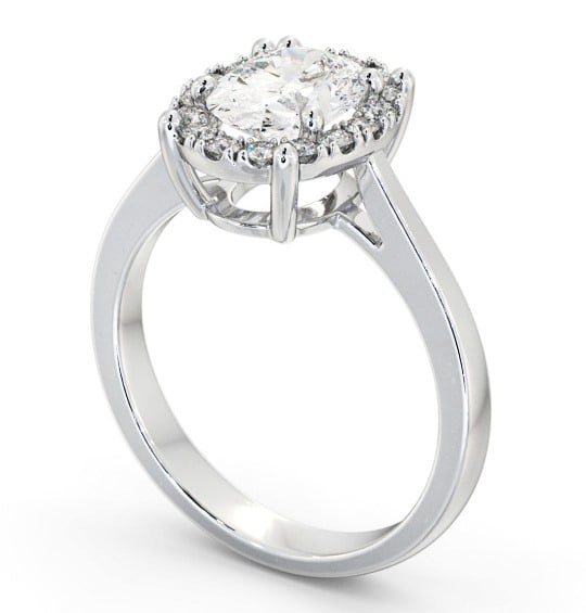 Halo Oval Diamond Cluster Engagement Ring 9K White Gold ENOV33_WG_THUMB1