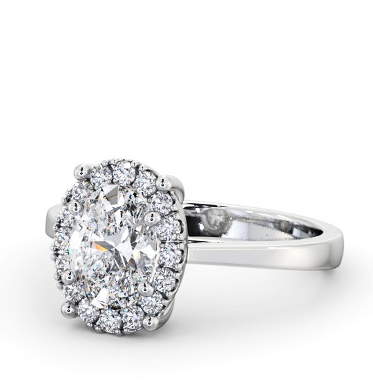 Halo Oval Diamond Cluster Engagement Ring 9K White Gold ENOV33_WG_THUMB2 