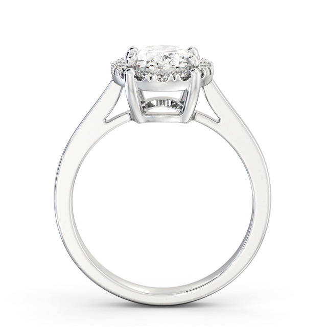 Halo Oval Diamond Engagement Ring 18K White Gold - Cladine ENOV33_WG_UP