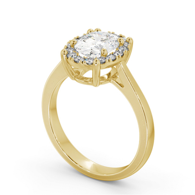 Halo Oval Diamond Engagement Ring 18K Yellow Gold - Cladine ENOV33_YG_SIDE