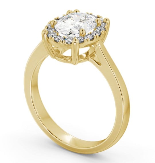 Halo Oval Diamond Engagement Ring 18K Yellow Gold - Cladine ENOV33_YG_THUMB1