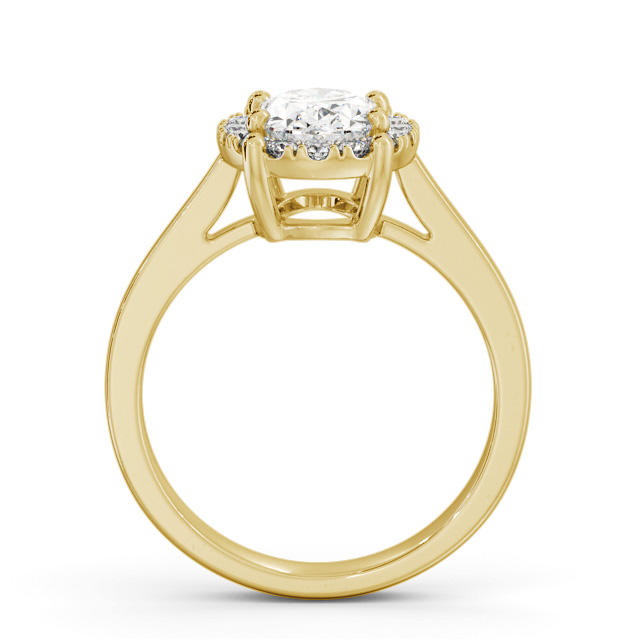 Halo Oval Diamond Engagement Ring 18K Yellow Gold - Cladine ENOV33_YG_UP