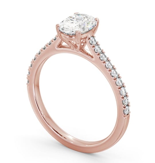 Oval Diamond 4 Prong Engagement Ring 9K Rose Gold Solitaire with Channel Set Side Stones ENOV33S_RG_THUMB1