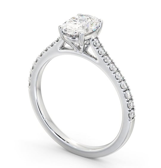  Oval Diamond Engagement Ring Platinum Solitaire With Side Stones - Cortes ENOV33S_WG_THUMB1 