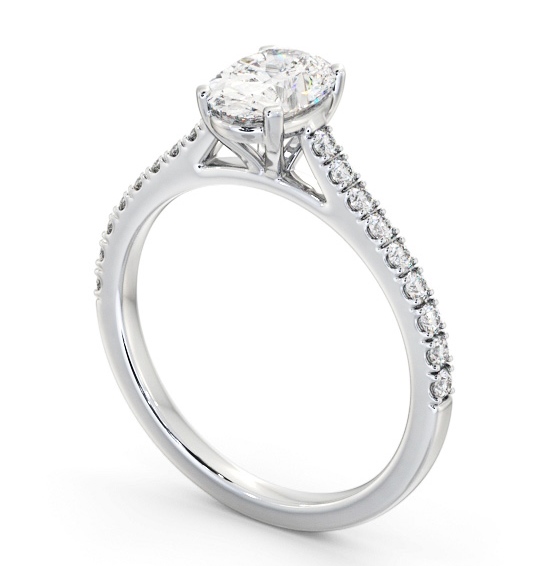 Oval Diamond 4 Prong Engagement Ring 9K White Gold Solitaire with Channel Set Side Stones ENOV33S_WG_THUMB1