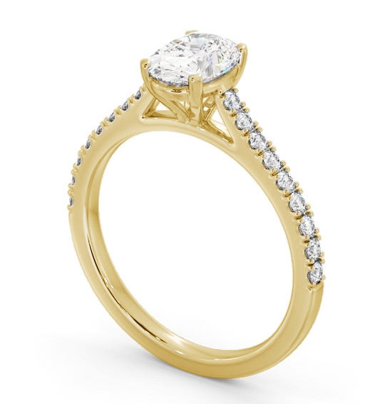  Oval Diamond Engagement Ring 9K Yellow Gold Solitaire With Side Stones - Cortes ENOV33S_YG_THUMB1 